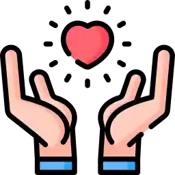 Hand with heart image signifying gratitude